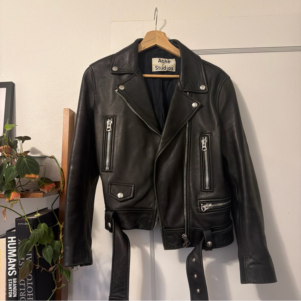 Acne Studios Black Leather Moto Biker Jacket